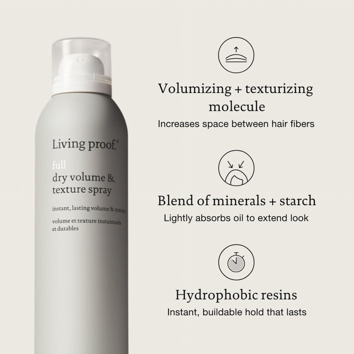 Living Proof Full Dry Volume & Texture Spray, Hair Texture Spray for Women, Adds Volume to Fine Hair