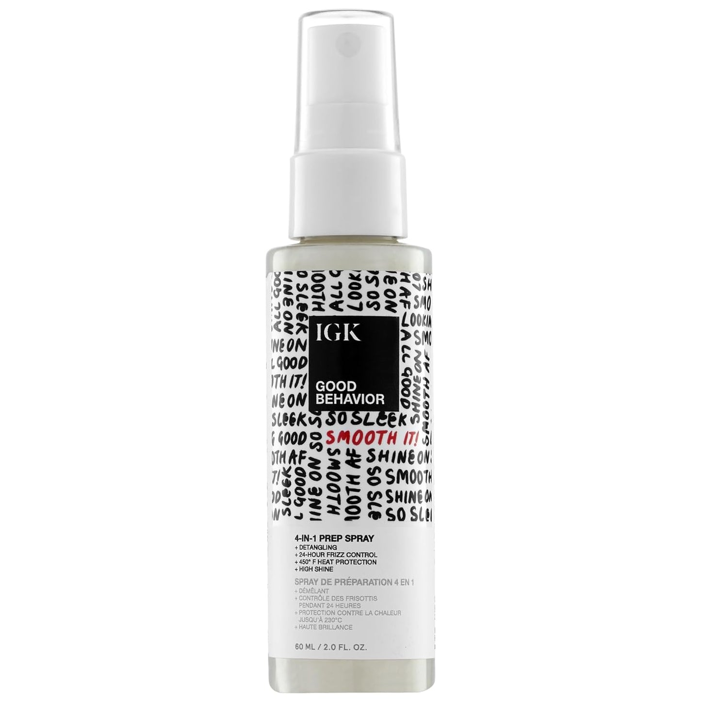 IGK GOOD BEHAVIOR 4-in-1 Prep Spray | Leave In + Detangle + Heat Protectant | Vegan + Cruelty Free |