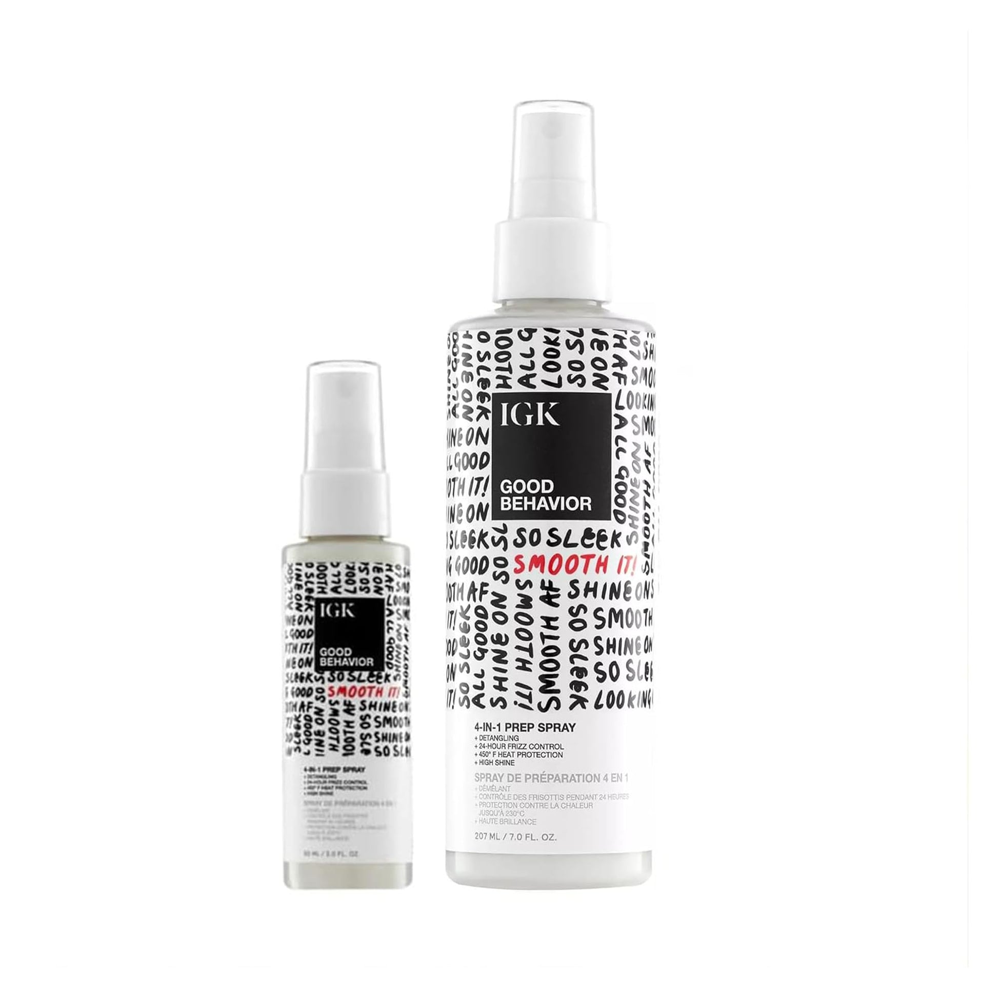 IGK GOOD BEHAVIOR 4-in-1 Prep Spray | Leave In + Detangle + Heat Protectant | Vegan + Cruelty Free |