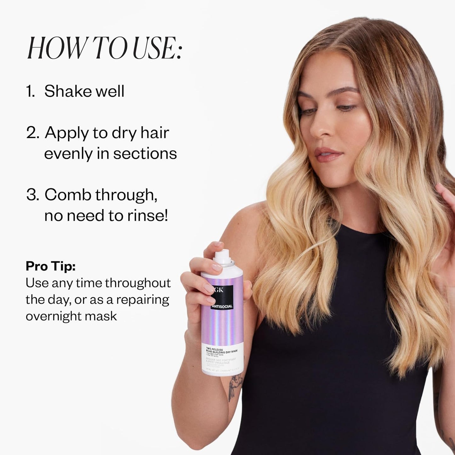 IGK Antisocial Overnight Bond-Building Dry Hair Mask | No-Rinse Leave-In Treatment for Damaged Hair | Strengthens, Smooths & Softens | Vegan, Sulfate-Free, Color-Safe